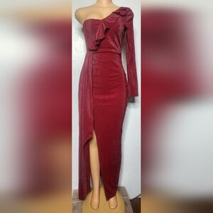 Chic One-Shoulder Asymmetrical Red Evening Gown